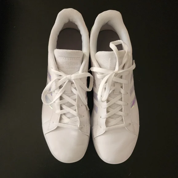 Adidas Grand Court Sneakers White w/Iridescent Stripes - Picture 2 of 9